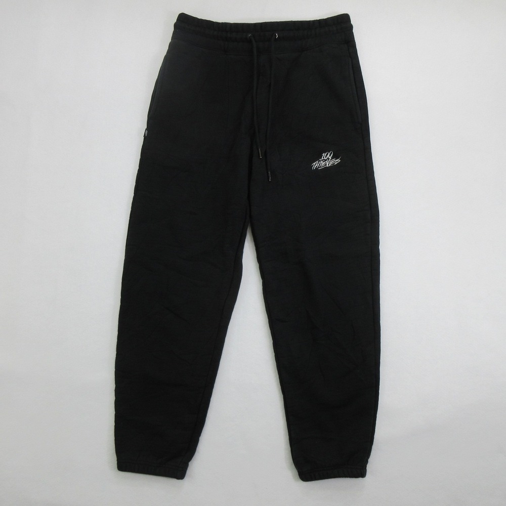 100 Thieves Mens Pants Medium Black Fleece Jogger Sweatpants Embroidered Logo